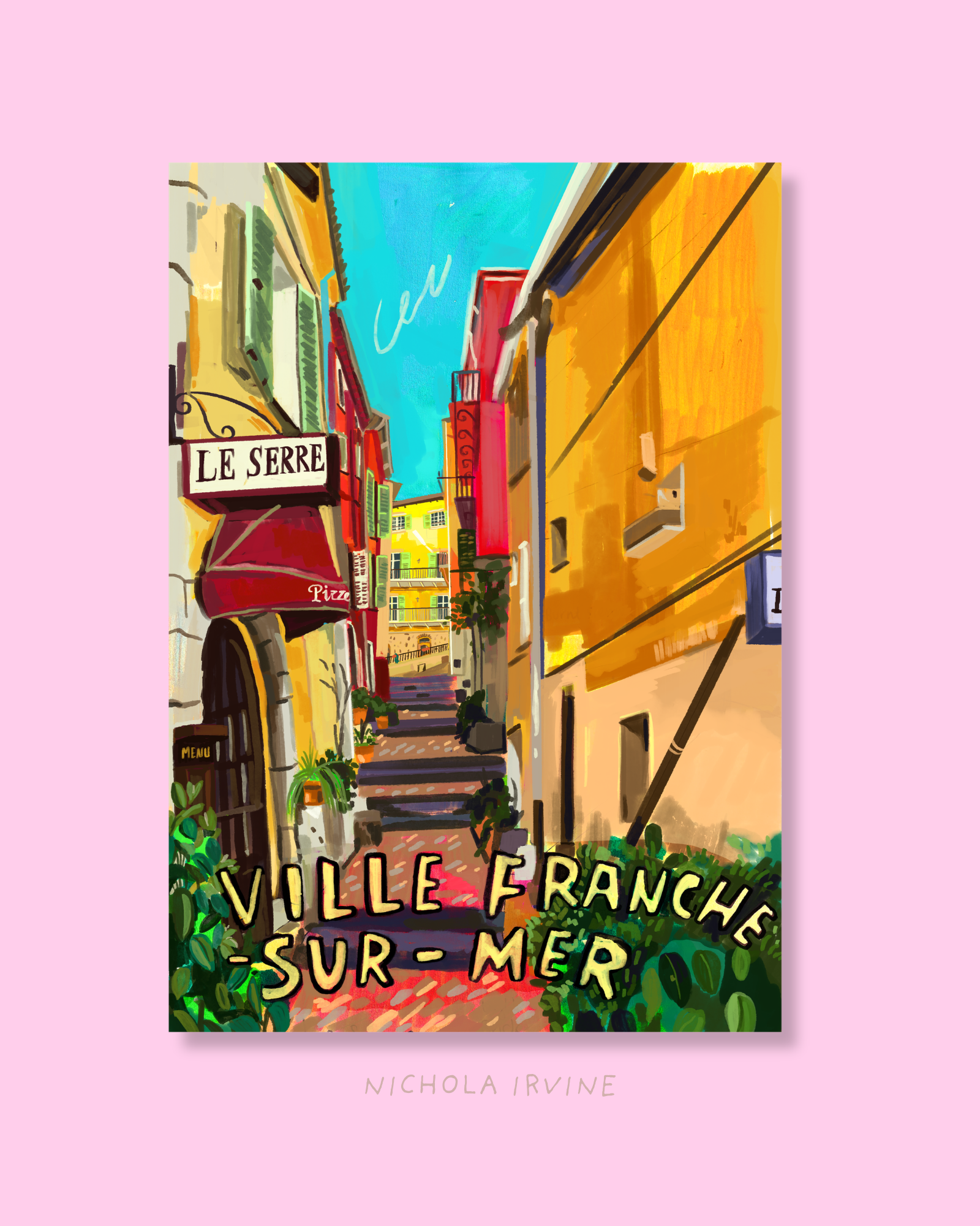 Villefranche-sur-mer Buildings , French Riviera Art Print