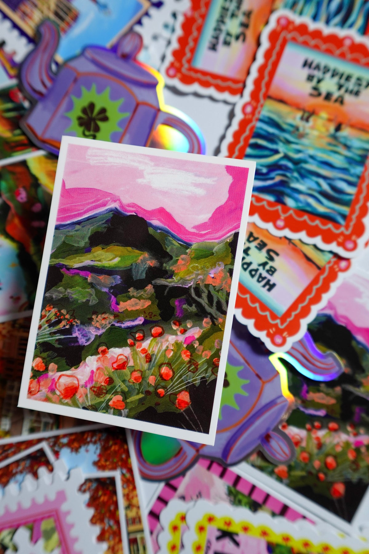 Pink Meadow Vinyl Sticker