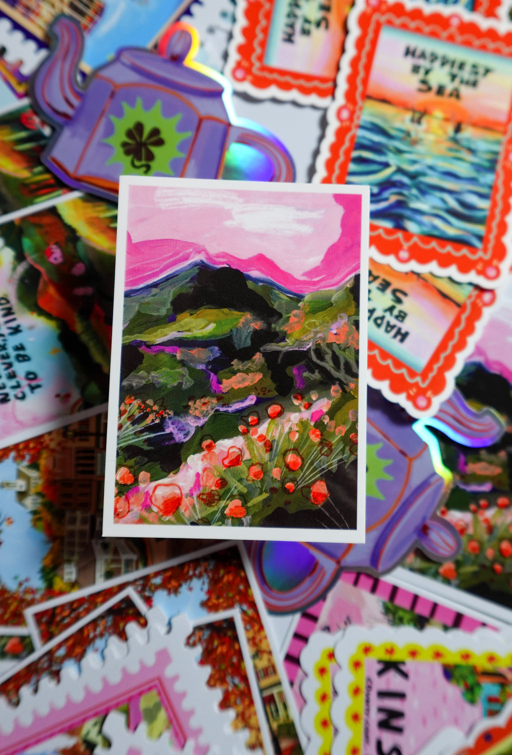 Pink Meadow Vinyl Sticker