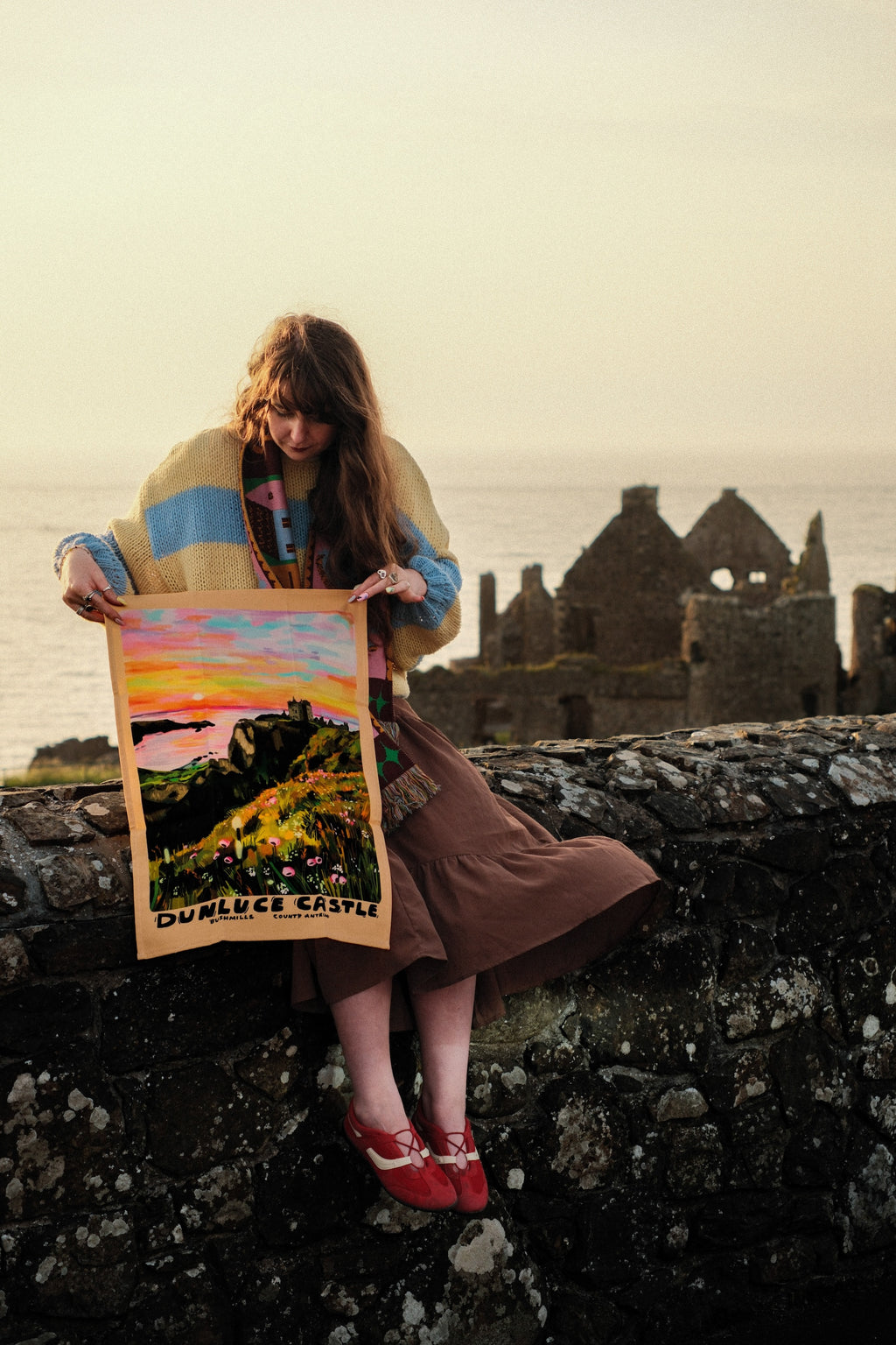 Dunluce Castle Organic Cotton Tea Towel