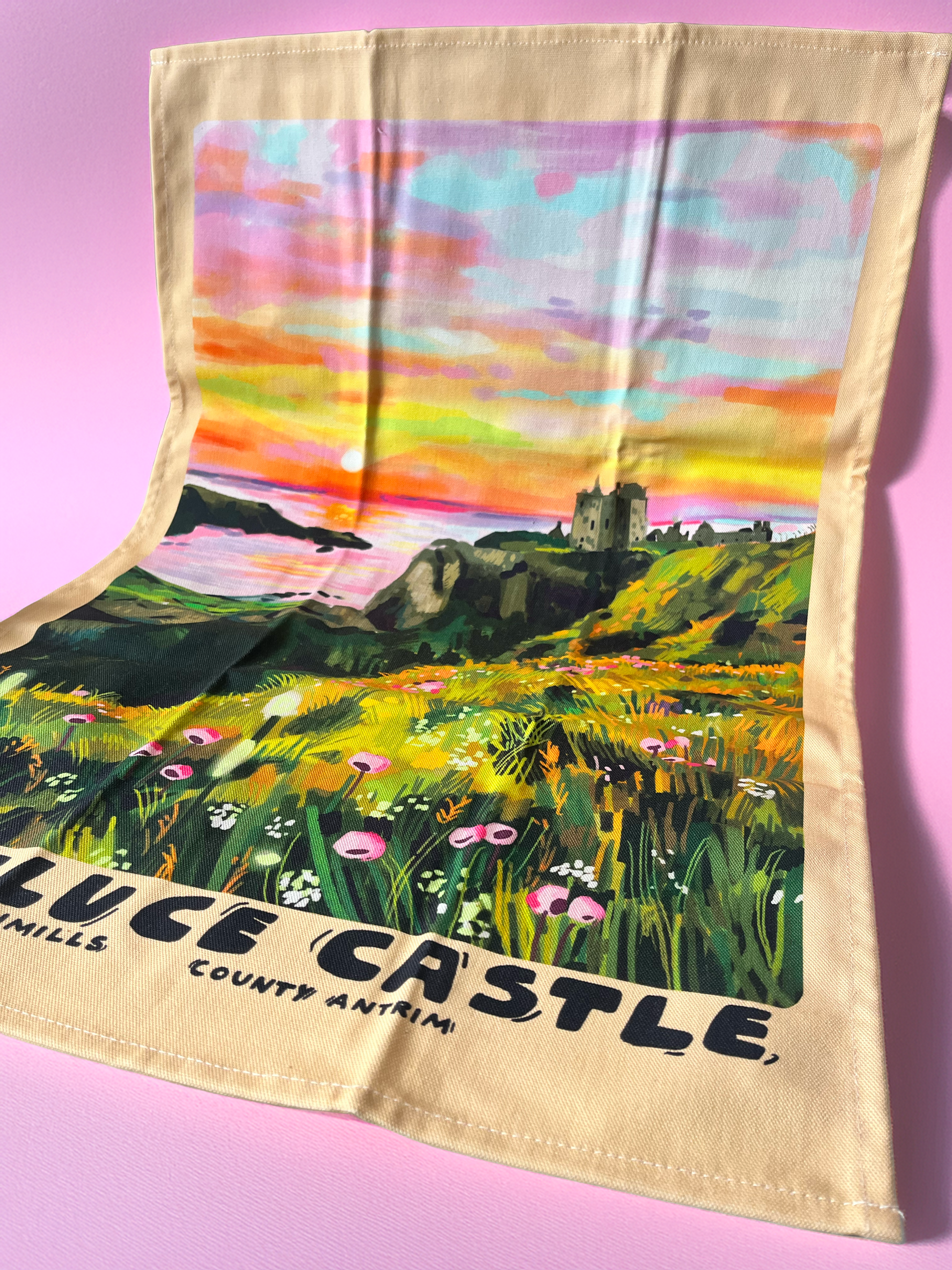Dunluce Castle Organic Cotton Tea Towel (PRE ORDER)