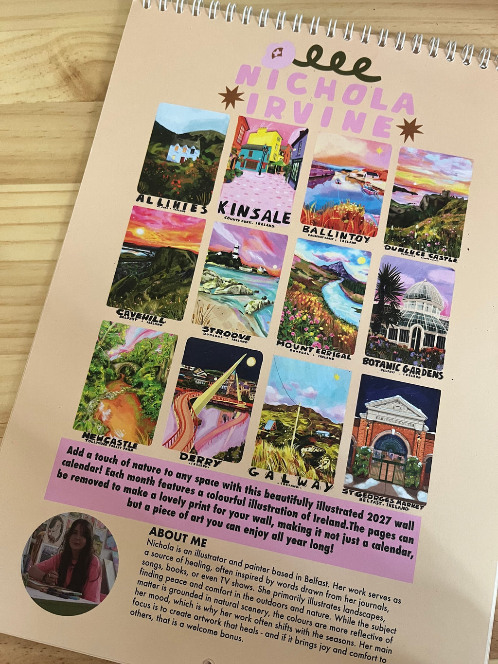 2027 Calendar- Irish Landscapes -ALLIHIES,KINSALE,BALLINTOY,DUNLUCE,CAVEHILL,STROOVE, MOUNT ERRIGAL, BOTANIC GARDENS, NEWCASTLE, DERRY, GALWAY AND ST GEORGES